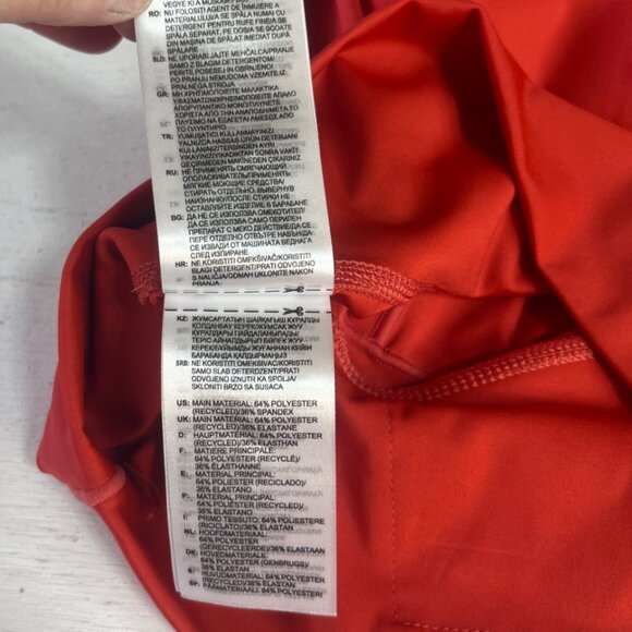 Adidas High Waisted Logo Leggings Womens Small Red Activewear Workout - Picture 8 of 8